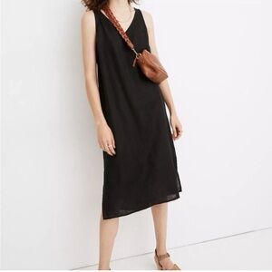 Madewell black linen midi dress